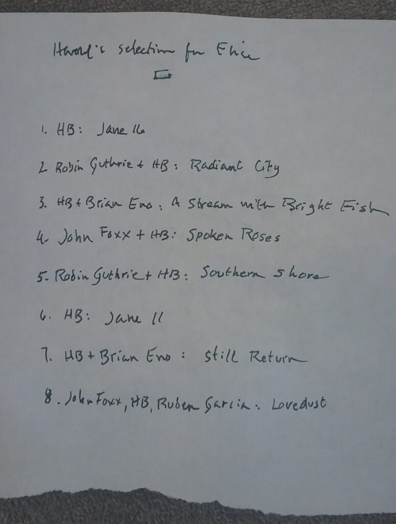 List of music titles by Harold Budd for towel project